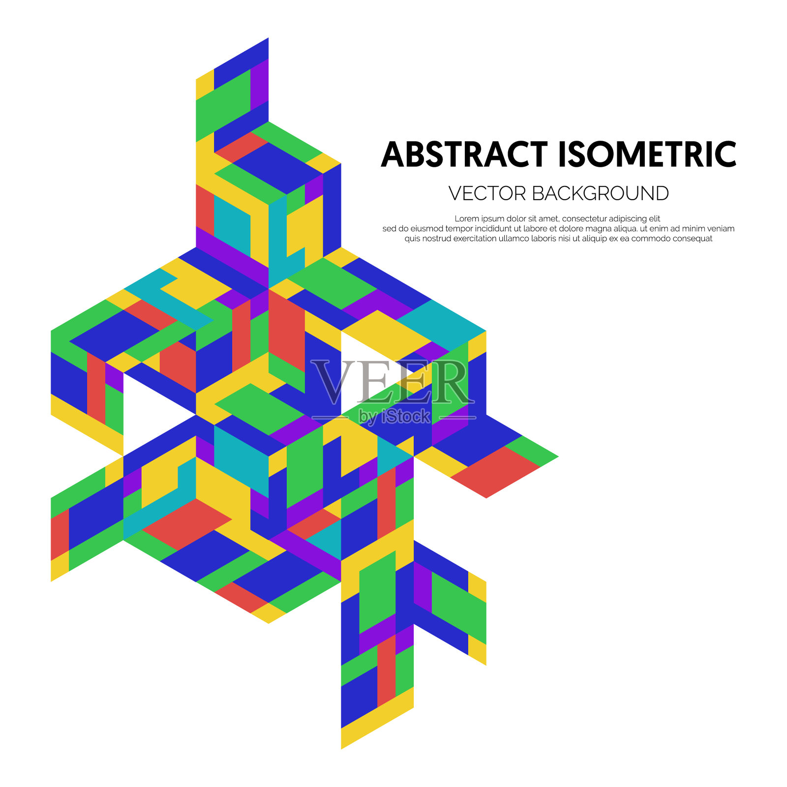 抽象几何等距复古复古风格插画图片素材