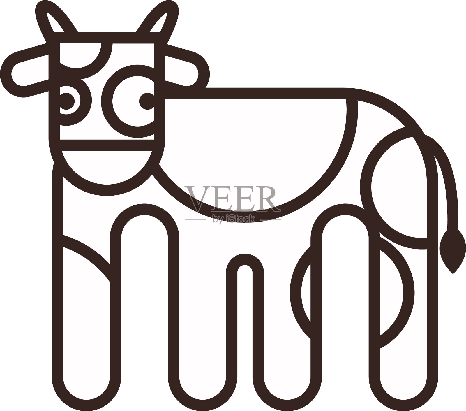 可爱的奶牛卡通线条风格图标设计设计元素图片