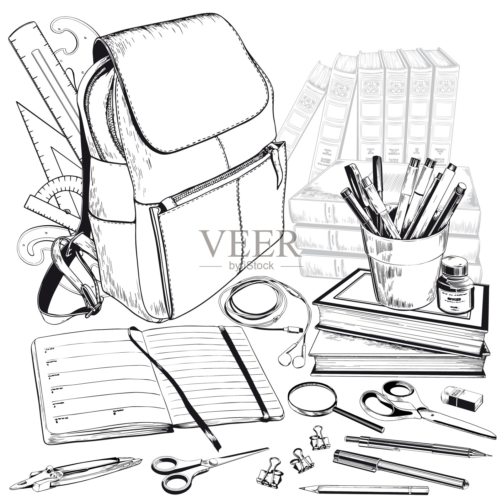办公和学习用品。插画图片素材