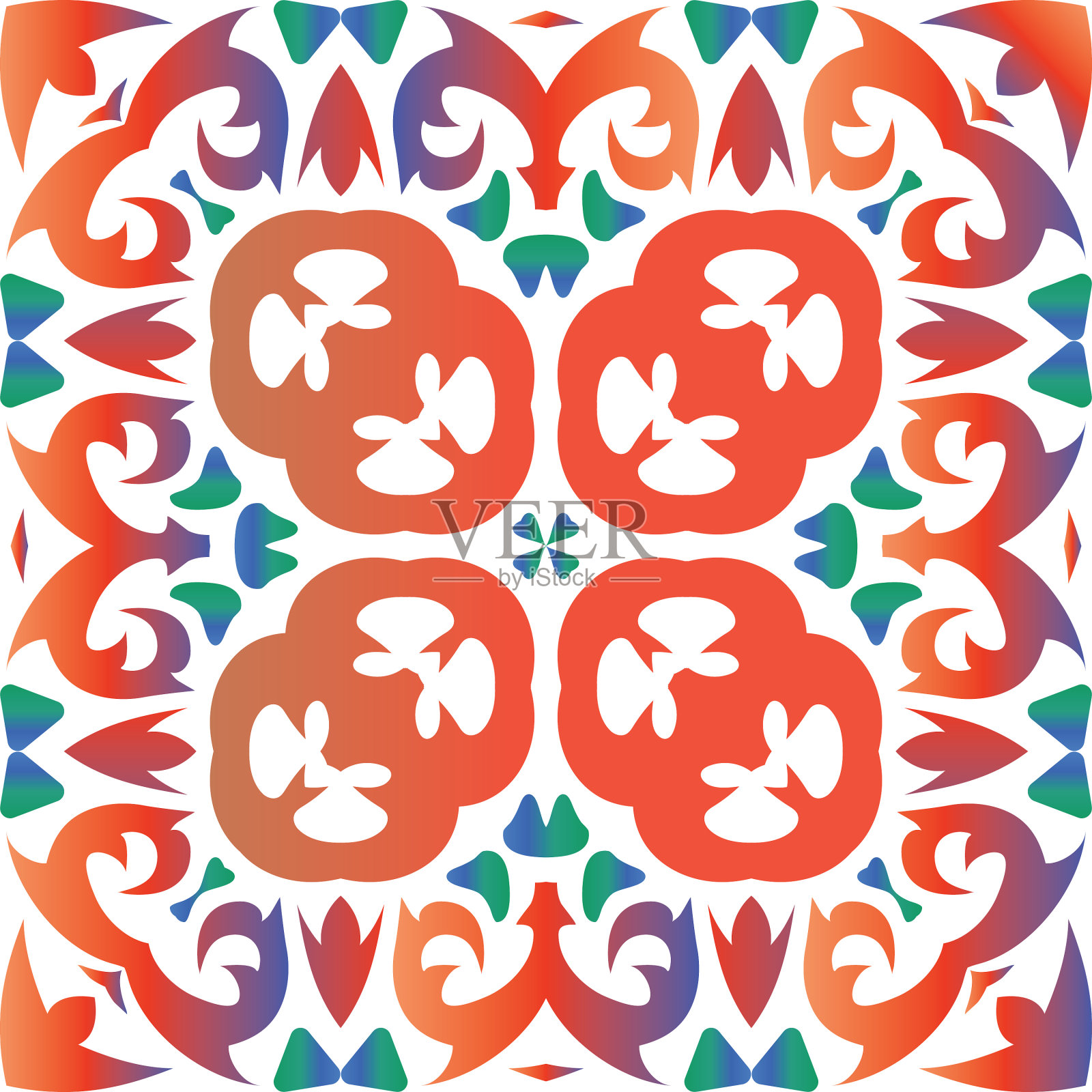 装饰彩色陶瓷塔拉维拉瓷砖插画图片素材