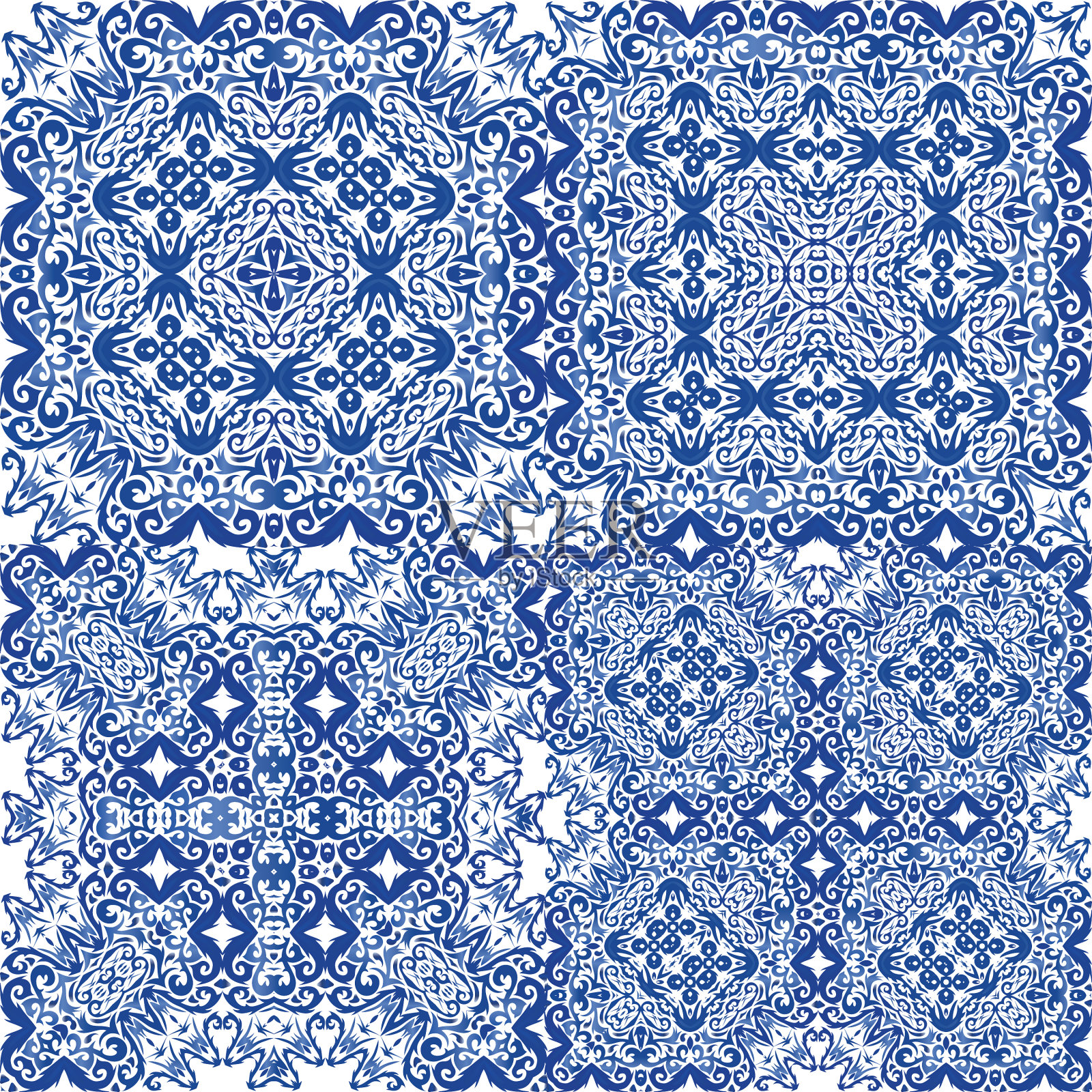 古葡萄牙阿祖莱霍陶瓷插画图片素材