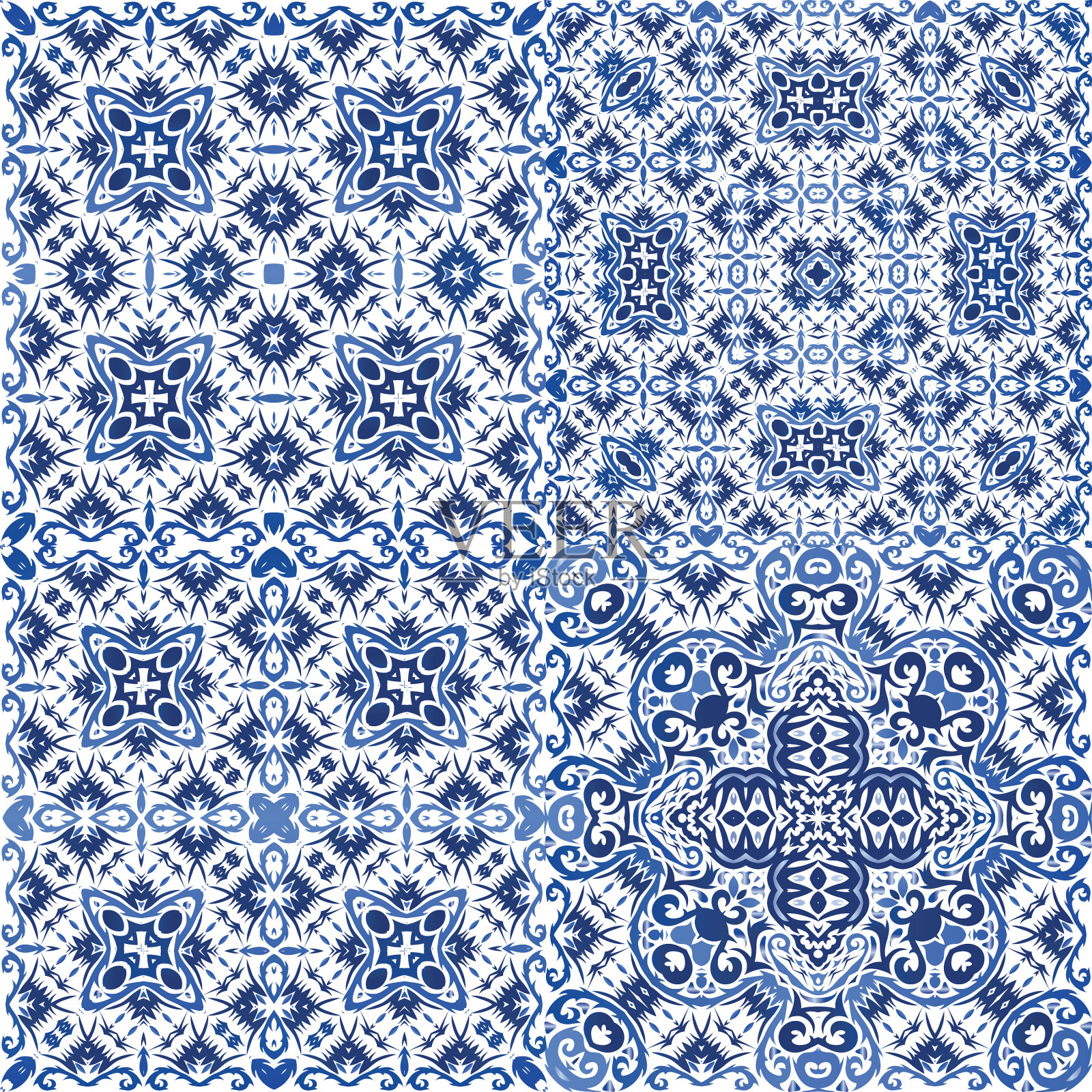 瓷砖上的民族色彩点缀插画图片素材