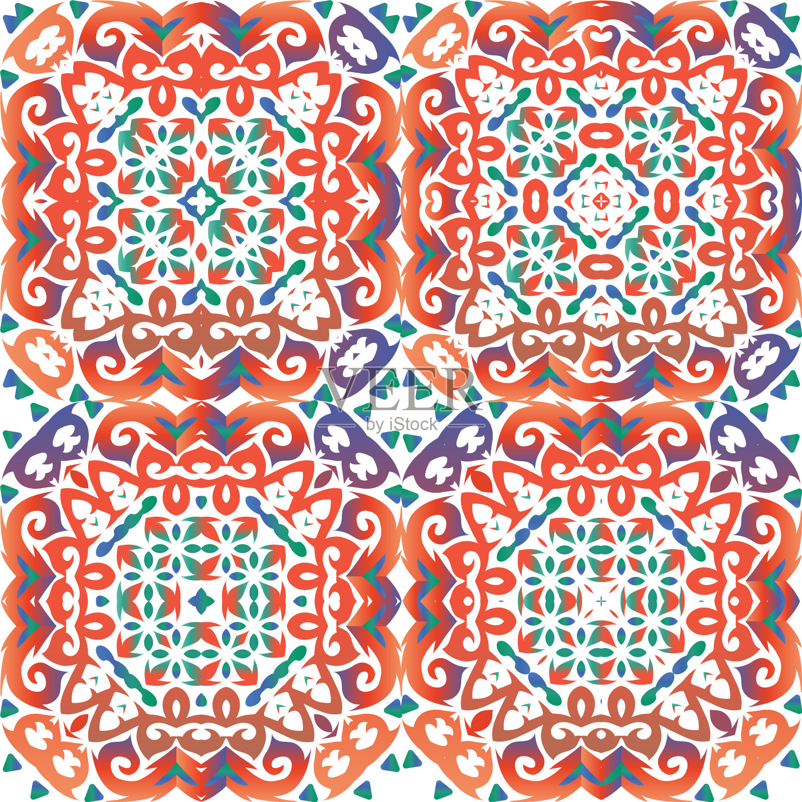 墨西哥塔拉韦拉的民族瓷砖插画图片素材