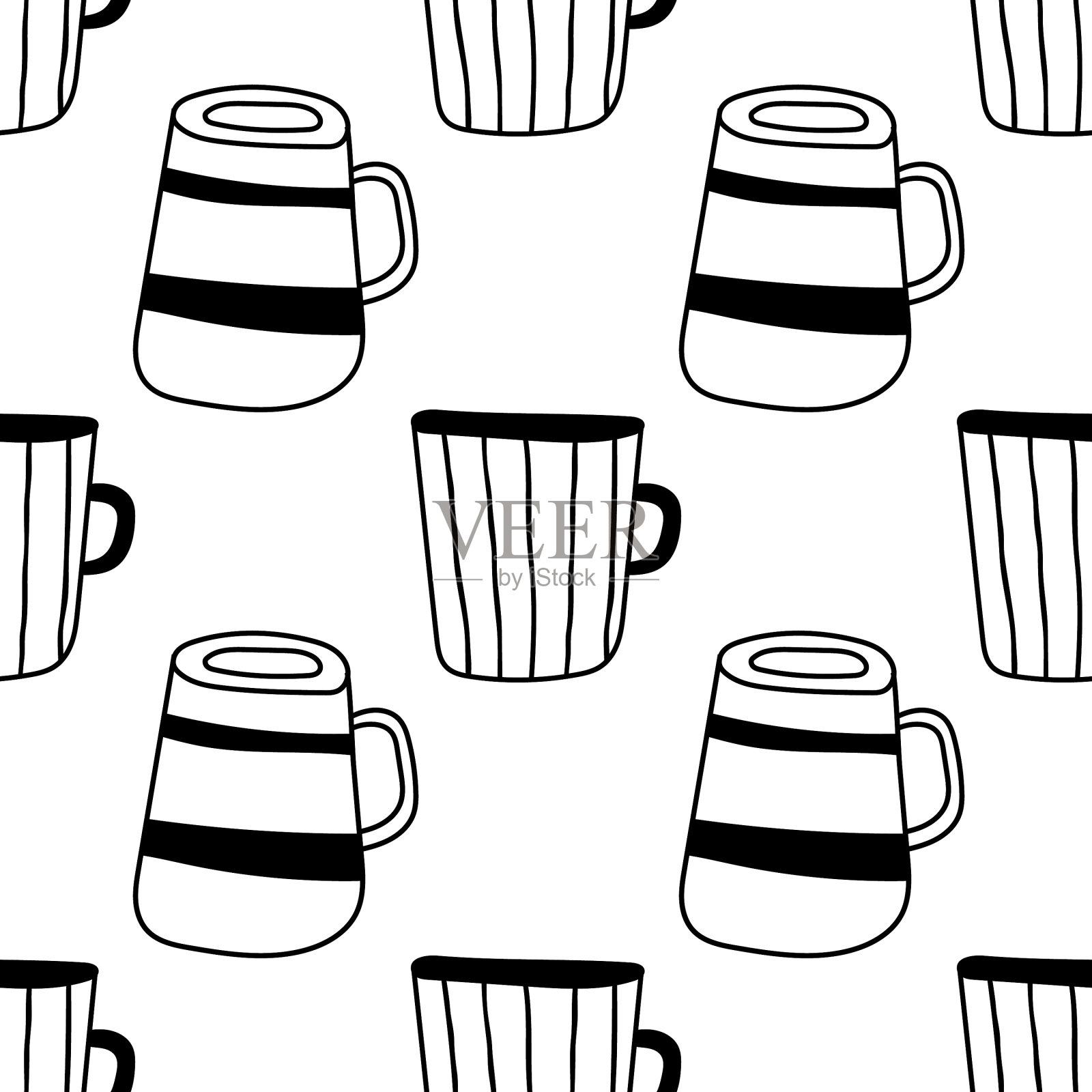 红茶和白茶或咖啡杯插画图片素材