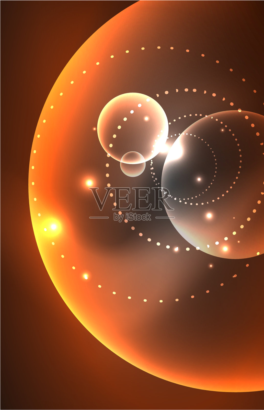 霓虹灯闪闪发光透明发光的圆与光插画图片素材