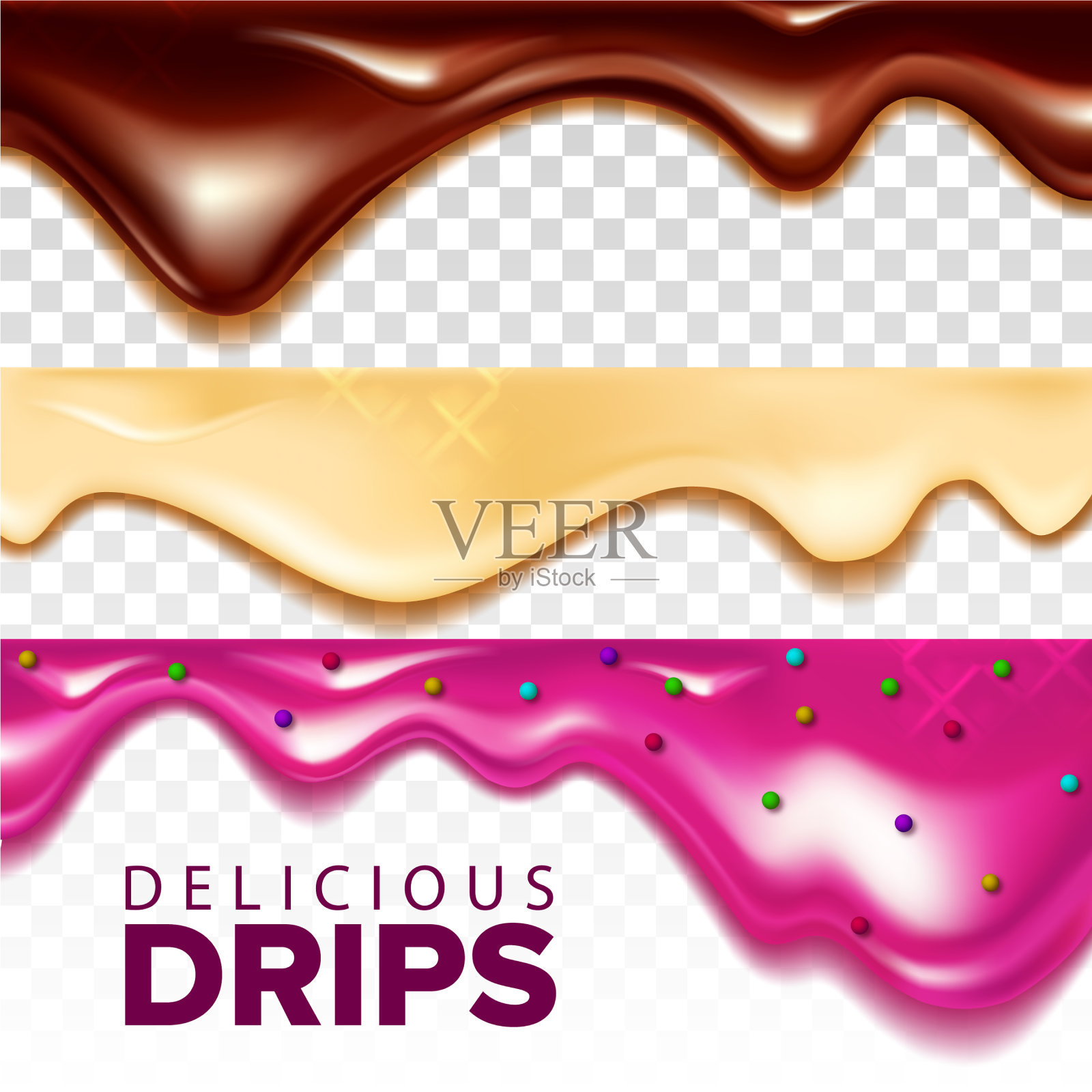 流动粘稠的甜奶油集合集插画图片素材