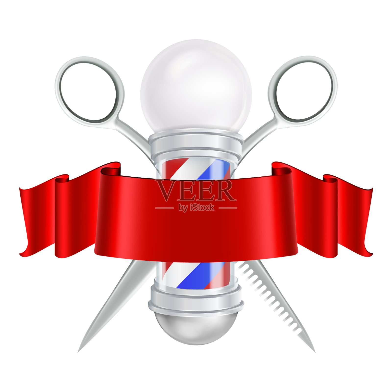 理发店的灯杆和剪刀工具设计元素图片