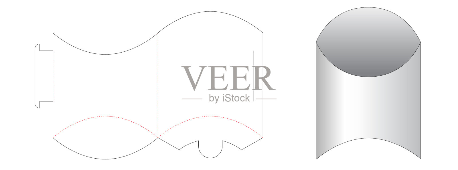 打开枕盒模切模板插画图片素材