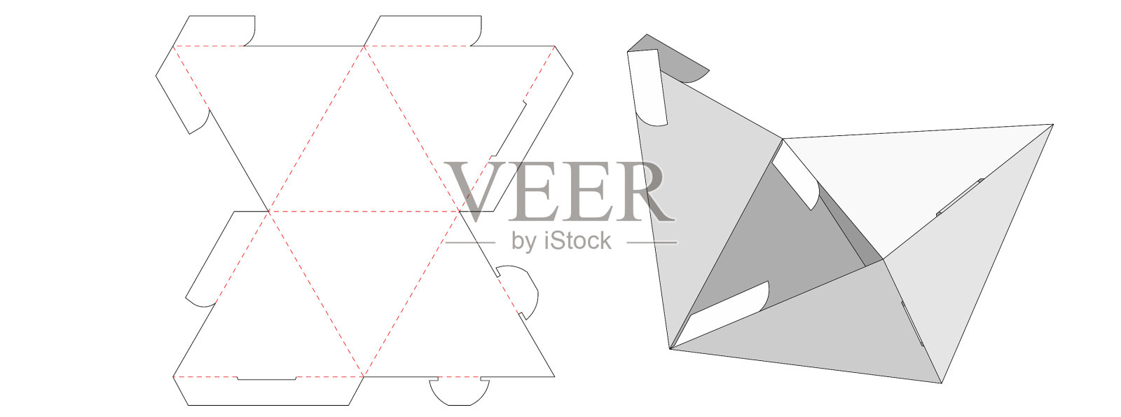 三角型包装盒模切模板插画图片素材