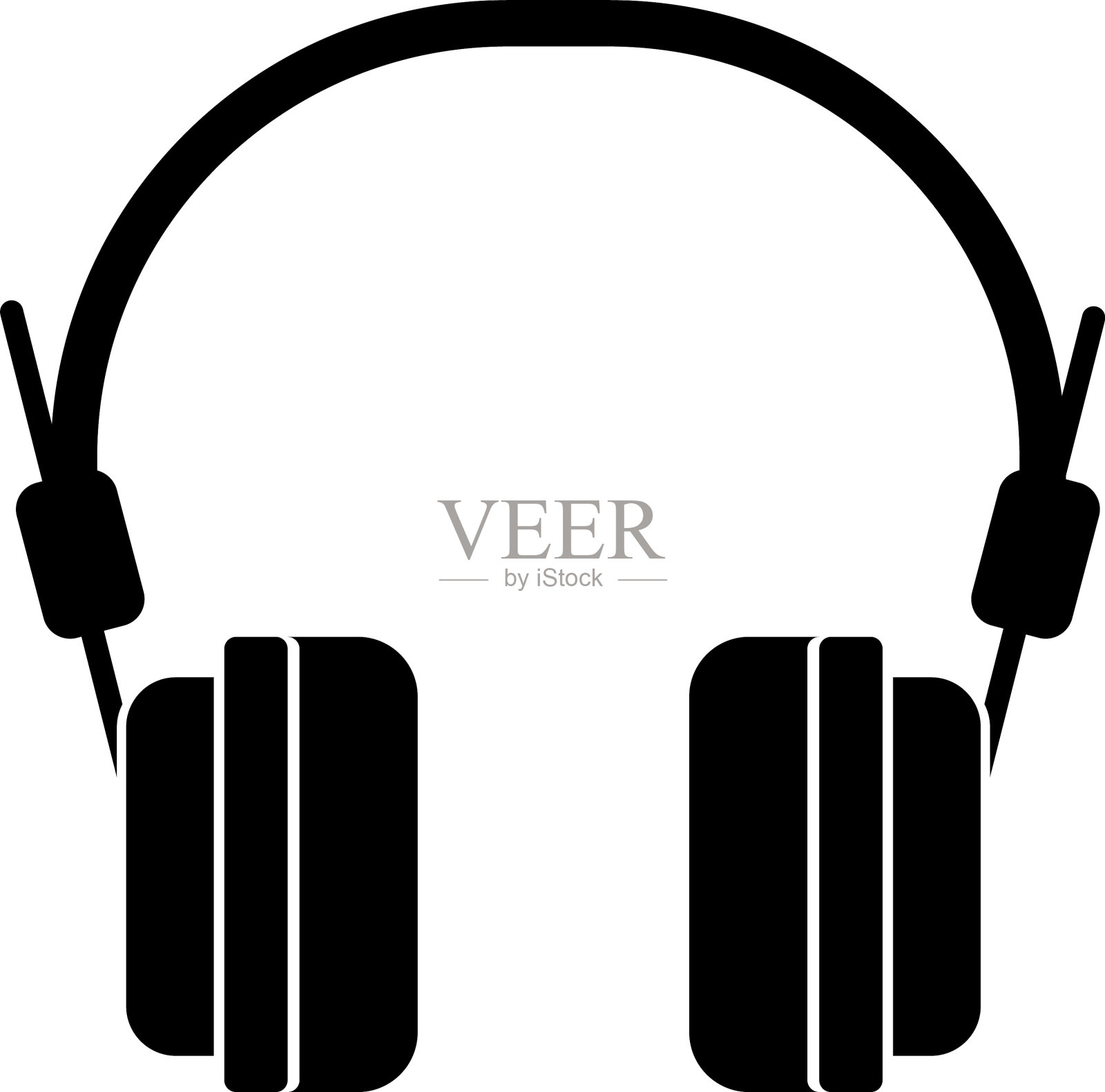 孤立音乐耳机剪影风格偶像设计元素图片