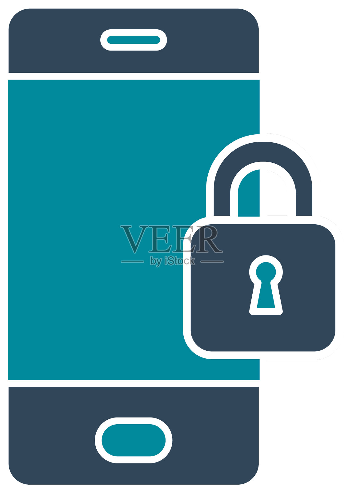 带有挂锁安全系统的智能手机设计元素图片