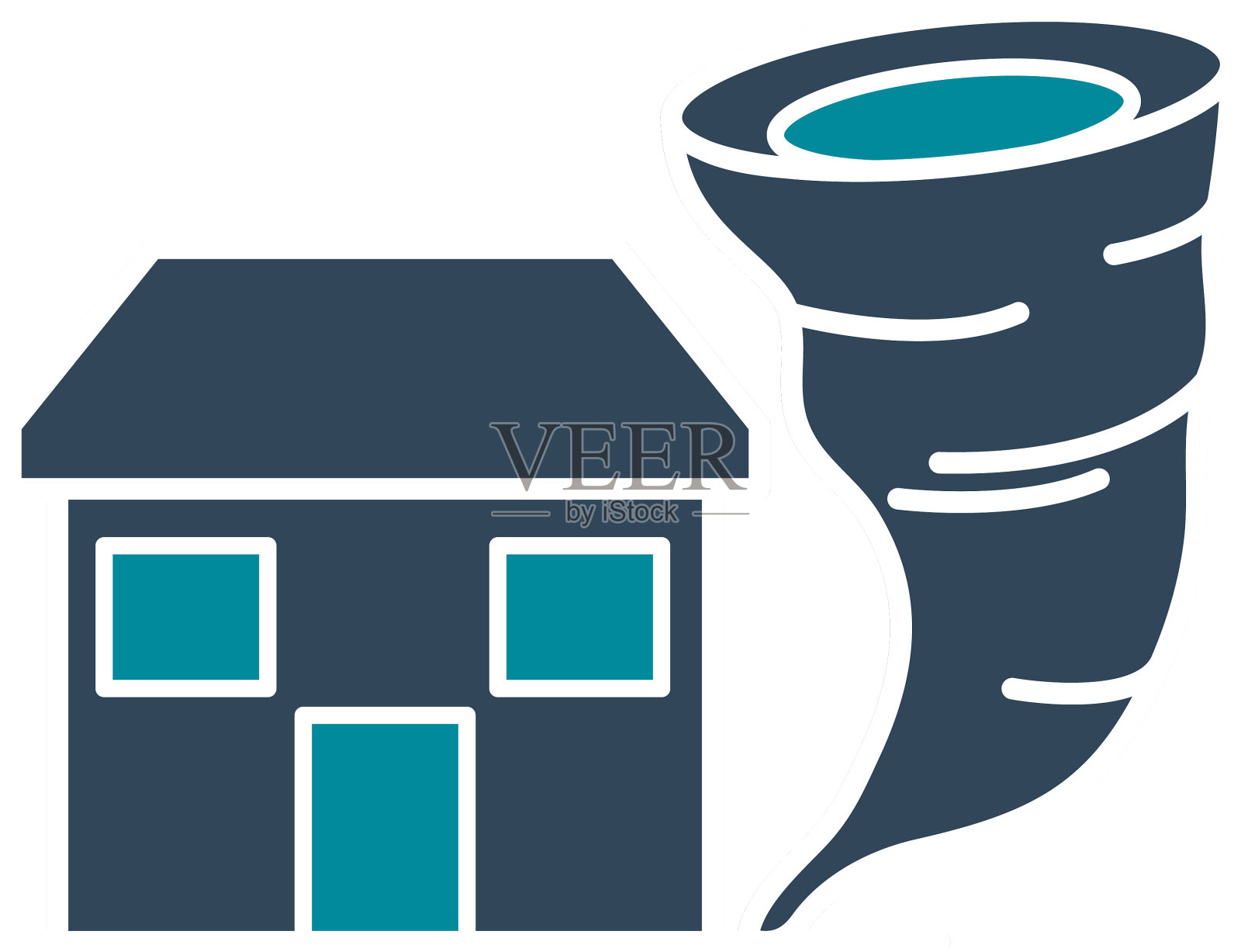 房子和龙卷风剪影风格的图标图标素材