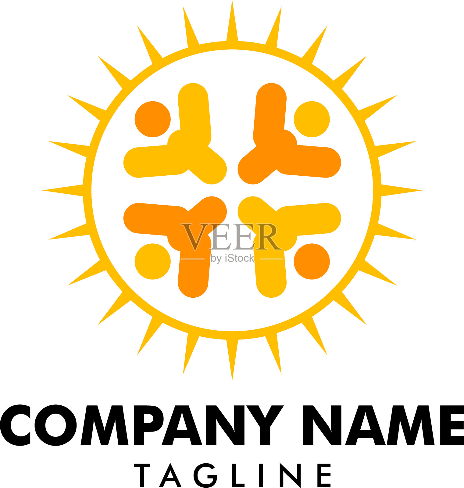 人阳标识模板设计插画图片素材