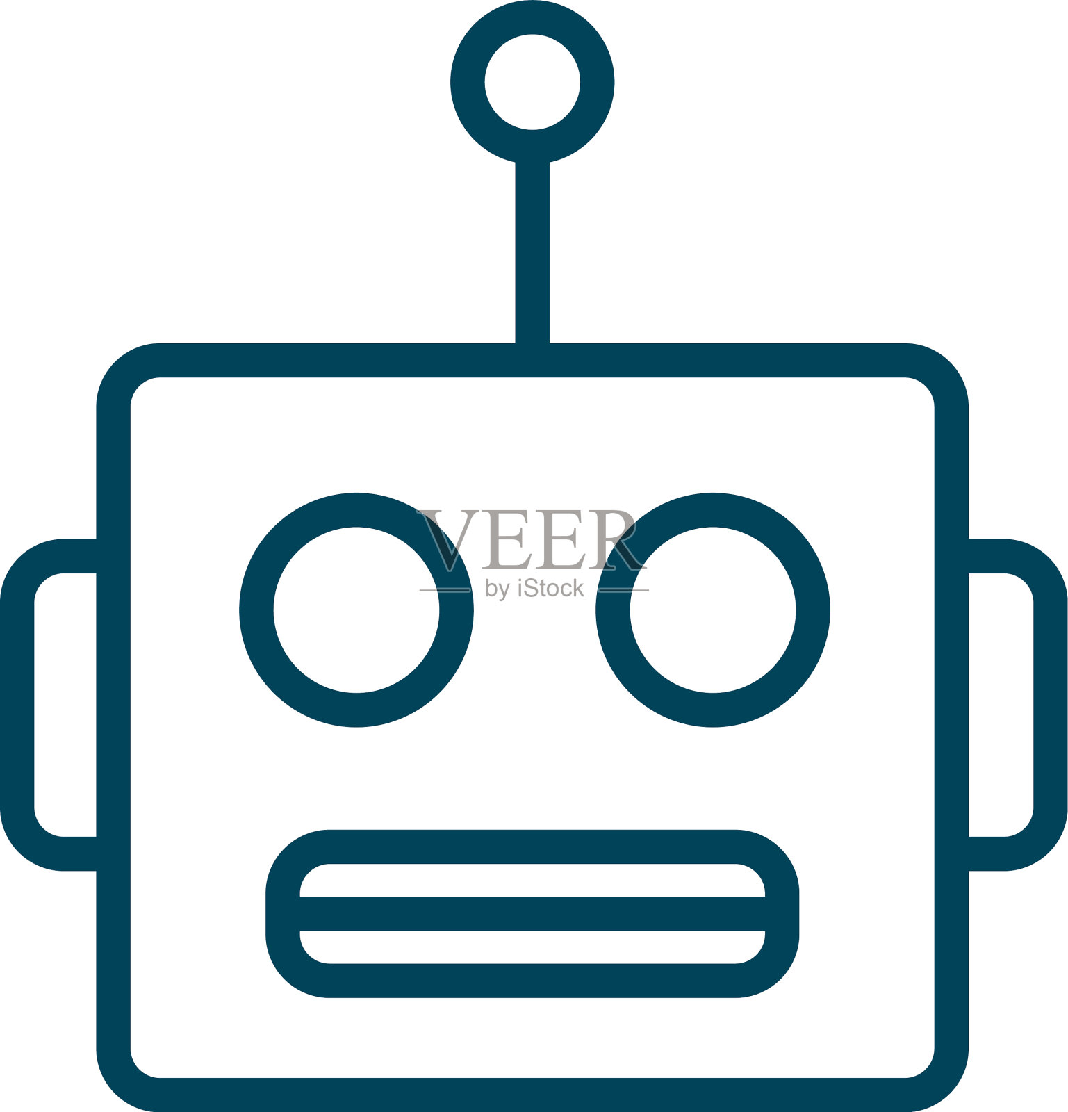 孤立机器人卡通线条风格图标设计元素图片