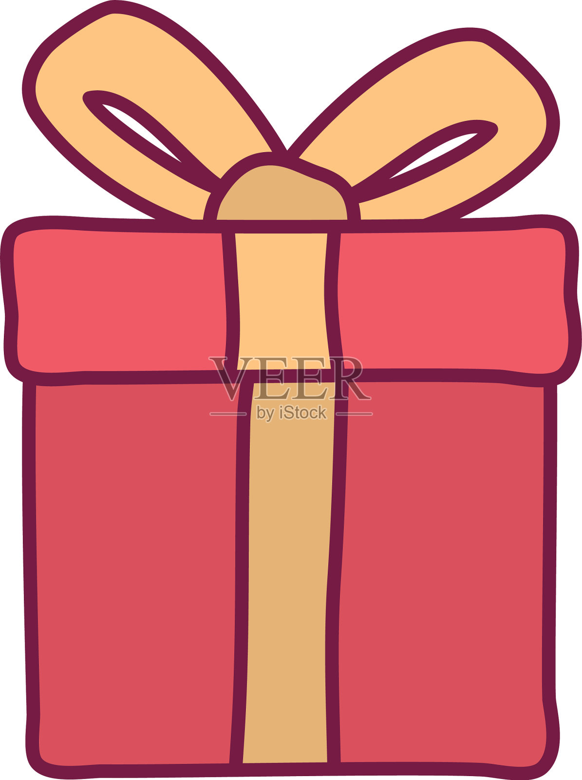 礼物与领结线和填充风格图标设计元素图片