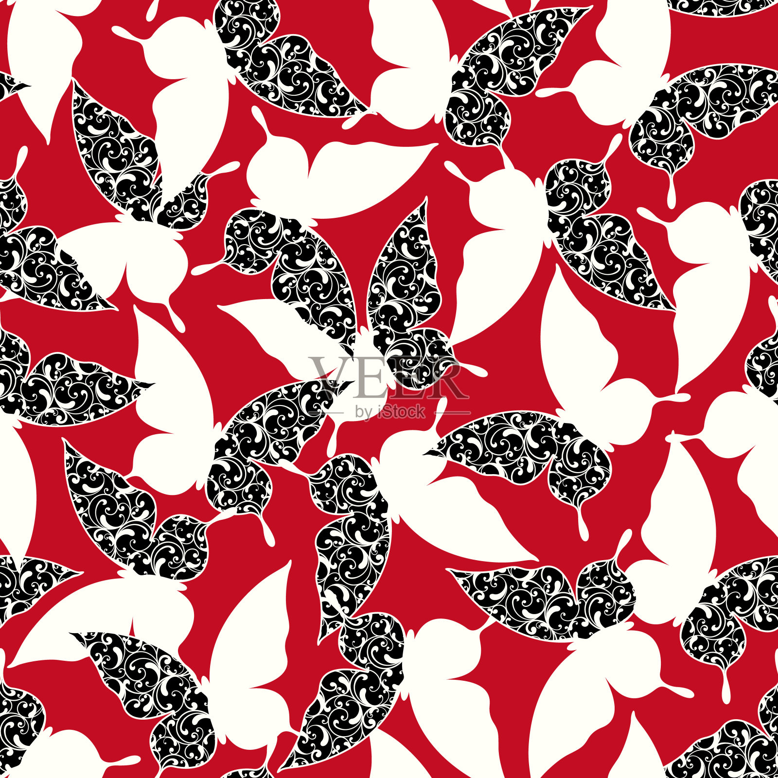 蝴蝶图案装饰无缝图案插画图片素材