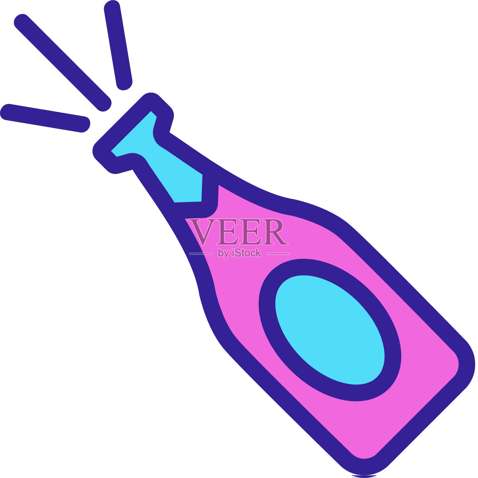 香槟图标孤立轮廓符号设计元素图片