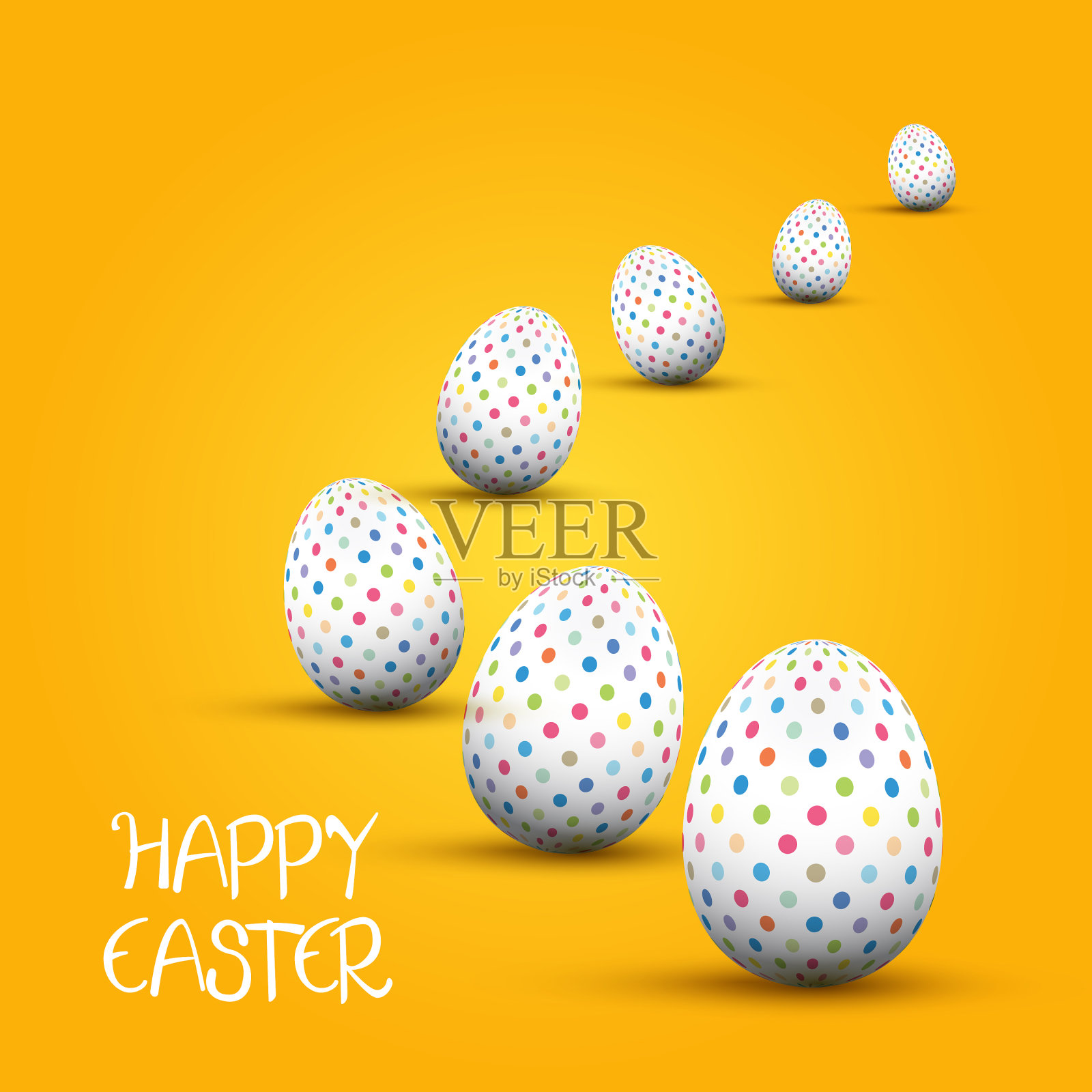 复活节背景与波尔卡点图案蛋插画图片素材