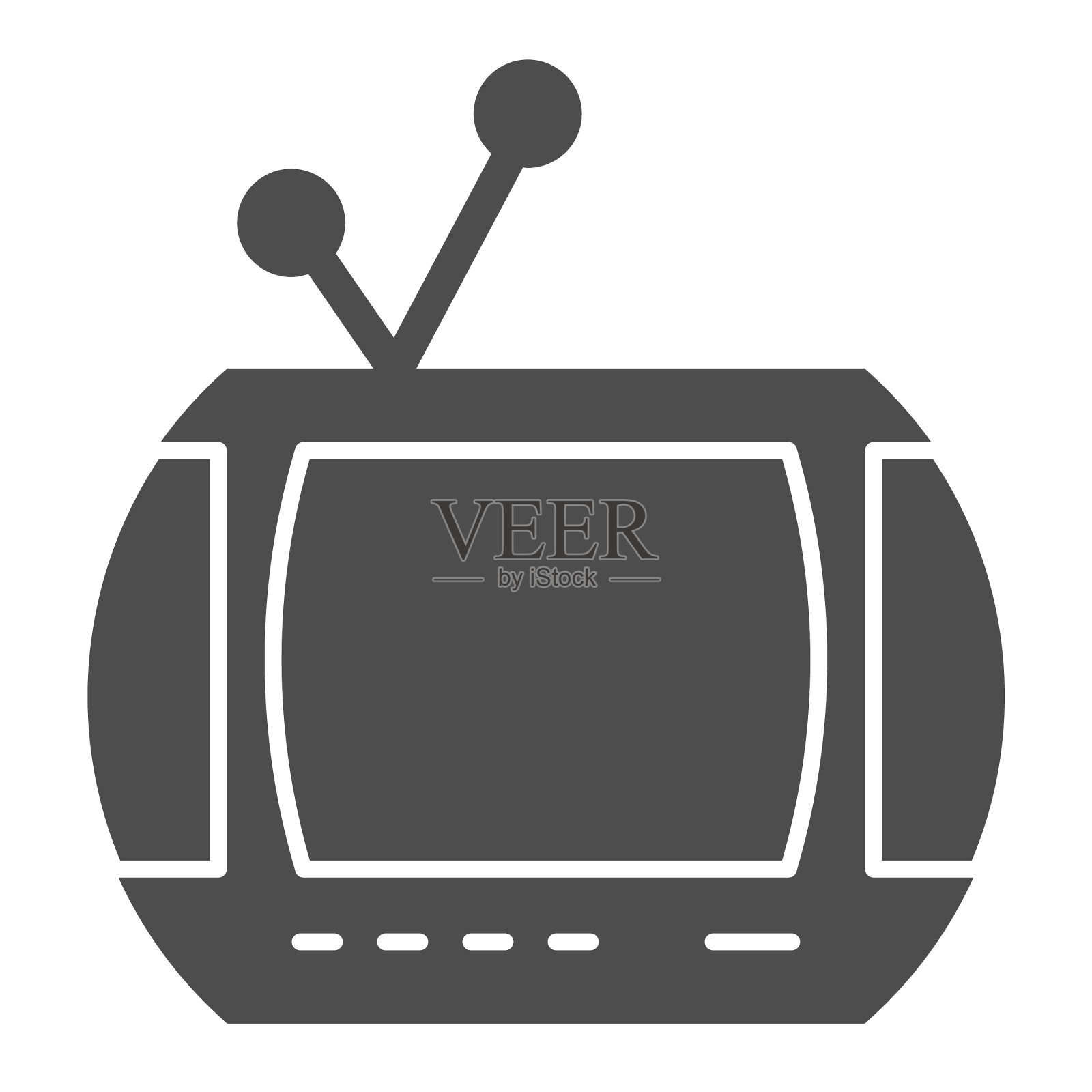 电视天线固体图标复古电影电视图标素材