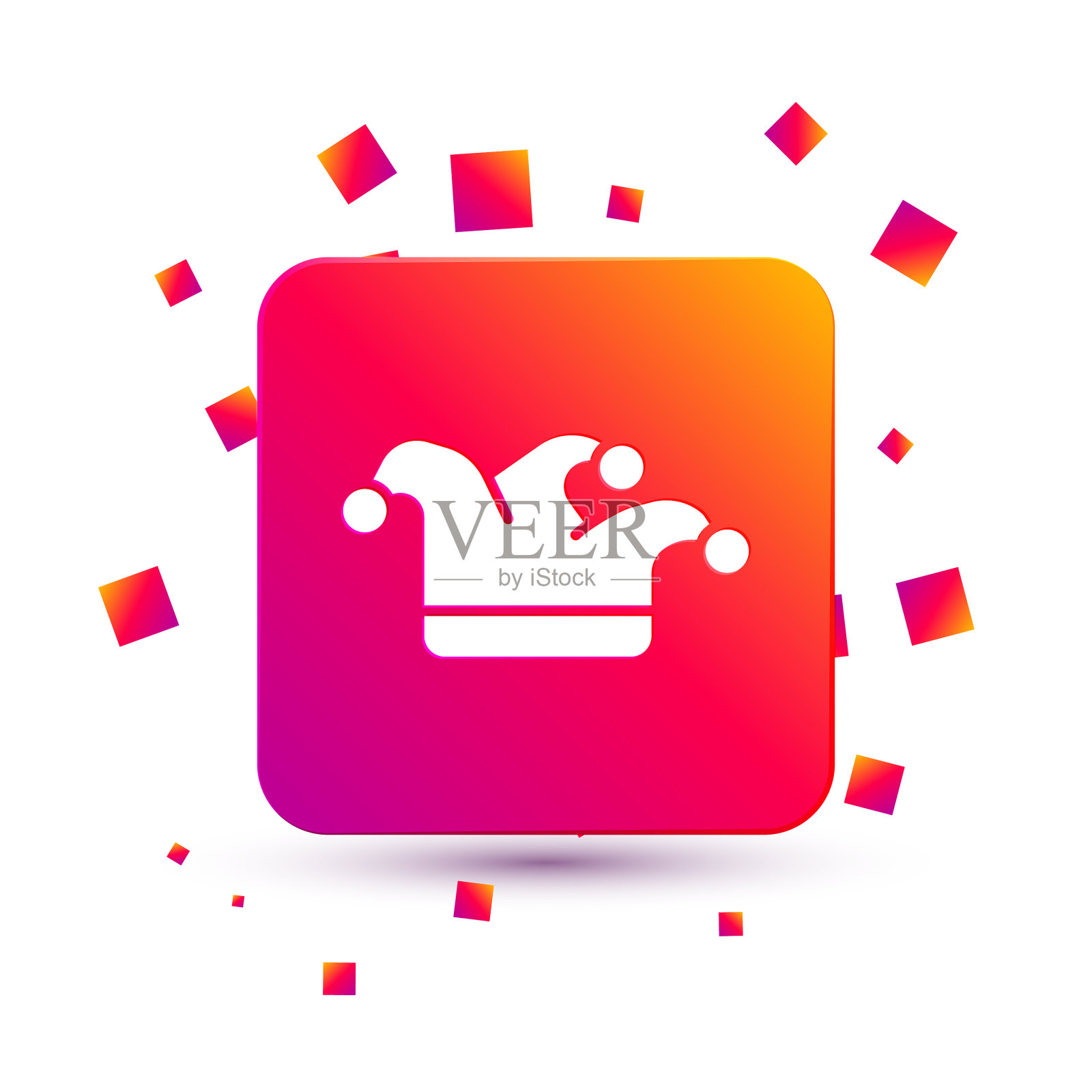 扑克牌上的白色小丑图标孤立在白色上插画图片素材