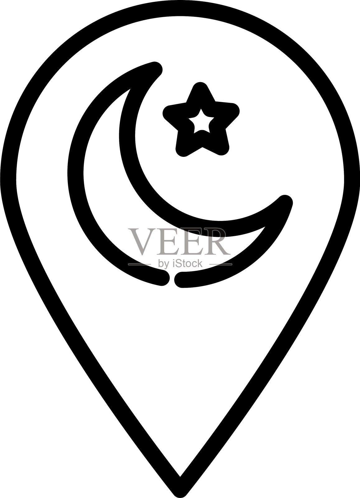 月亮之夜用别针定位线条造型图标图标素材