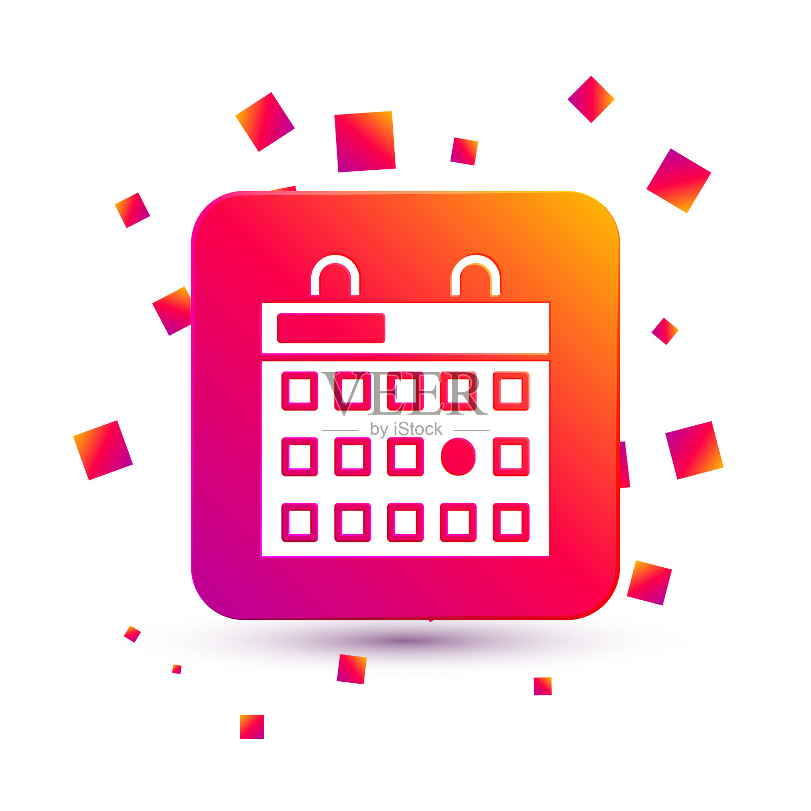 白色生日日历图标孤立在白色插画图片素材