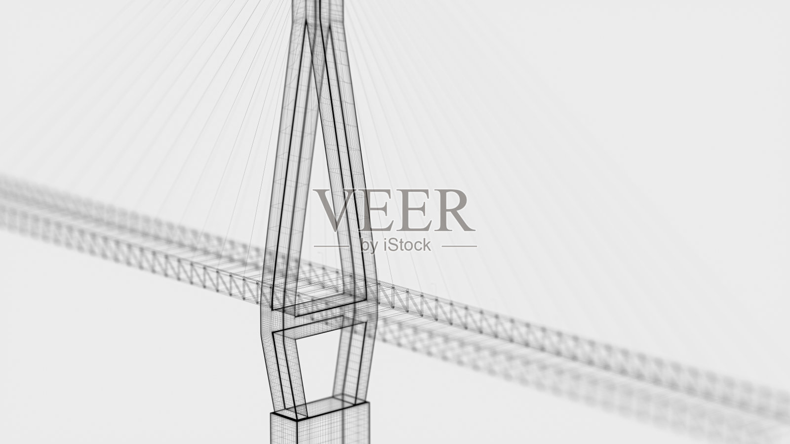 悬索桥示意图，3d渲染。照片摄影图片