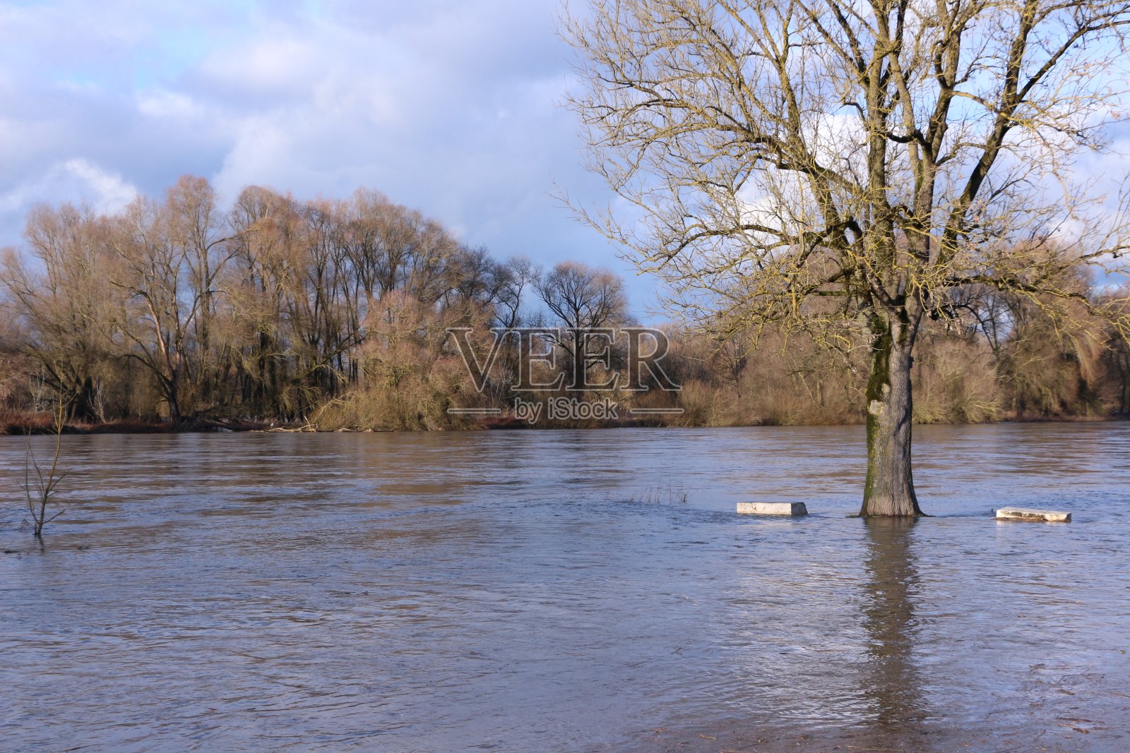 巴伐利亚州多瑙河泛滥照片摄影图片