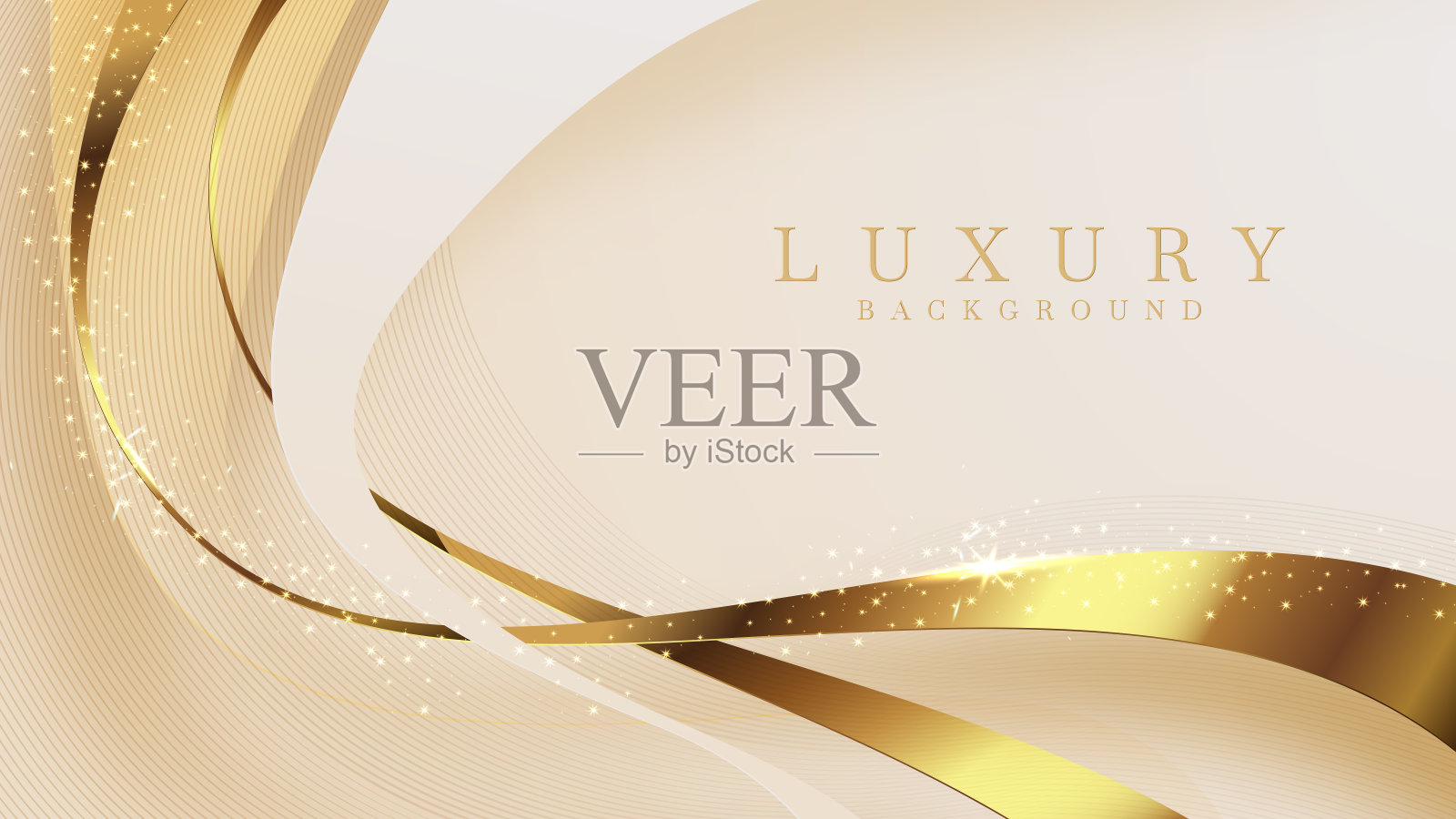 豪华的金色线背景芥末色在3d抽象风格。插画图片素材