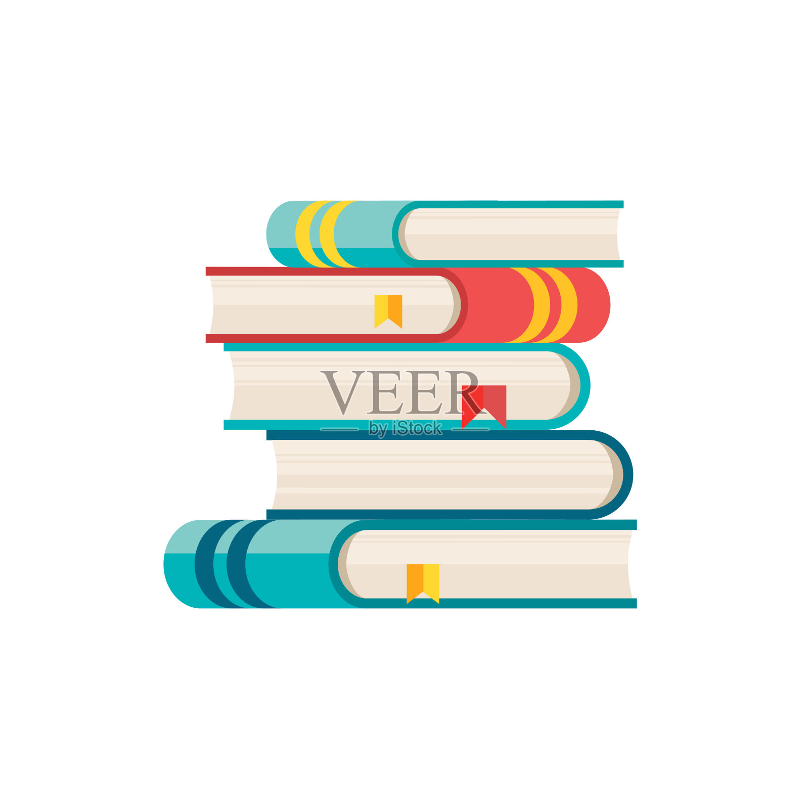 一堆彩色的书孤立在白色的背景上。一堆书矢量插图。插画图片素材