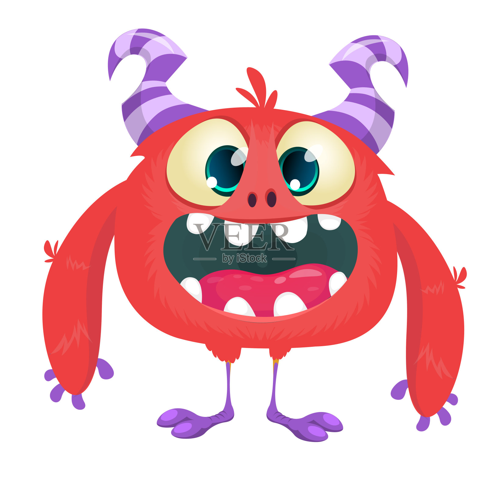 有趣的卡通怪物。向量万圣节插图。设计元素图片