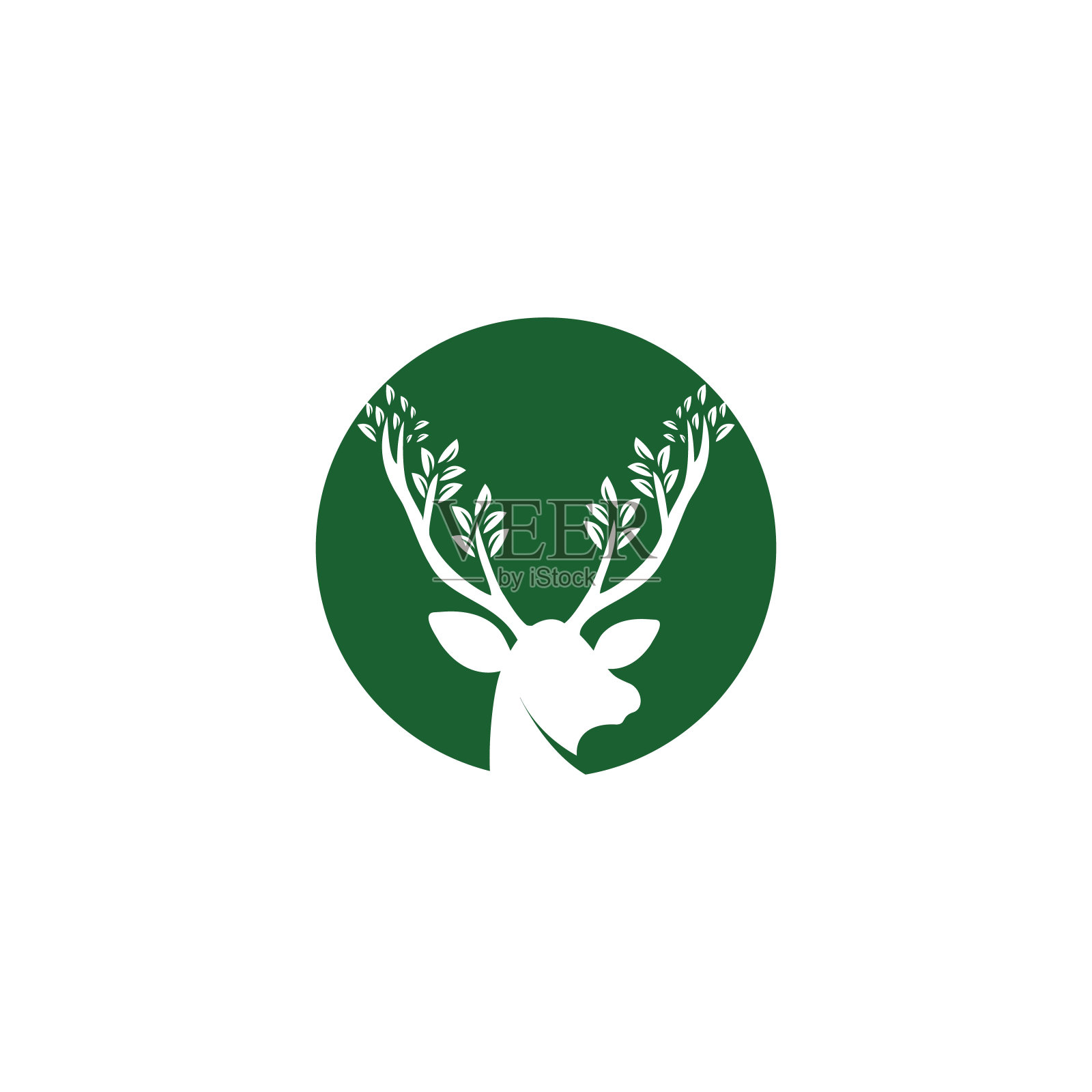 鹿叶角标志设计。插画图片素材