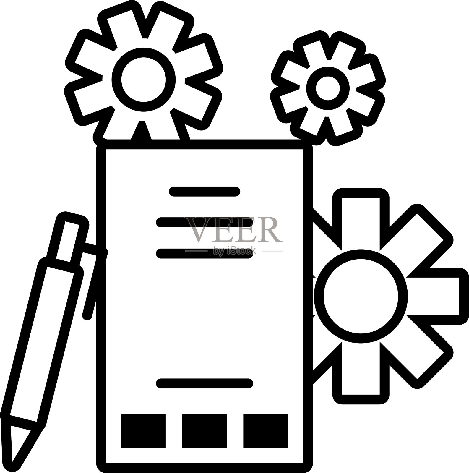 报告与数字物体在白色背景图标素材