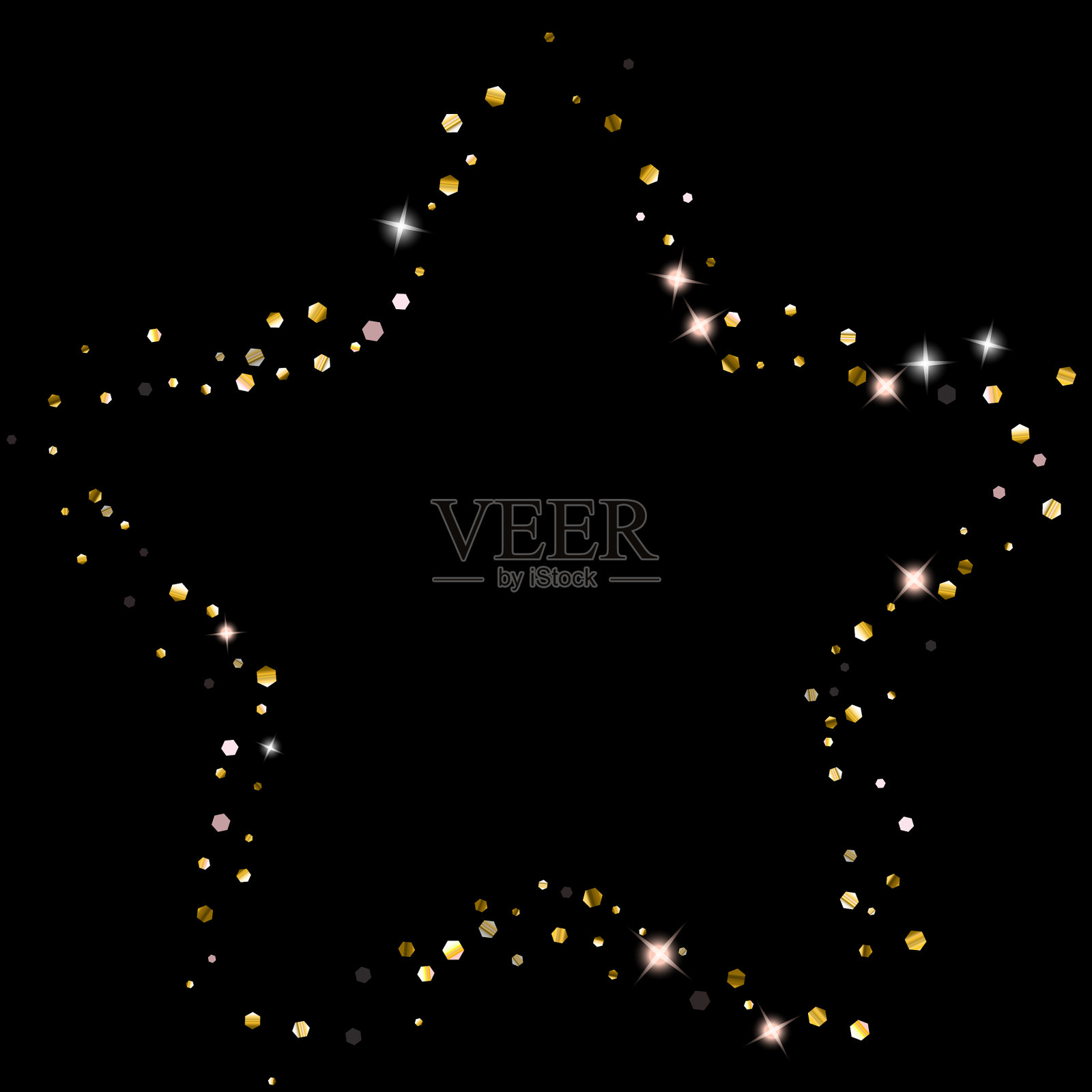 金色闪亮的星星豪华闪亮的五彩纸屑插画图片素材