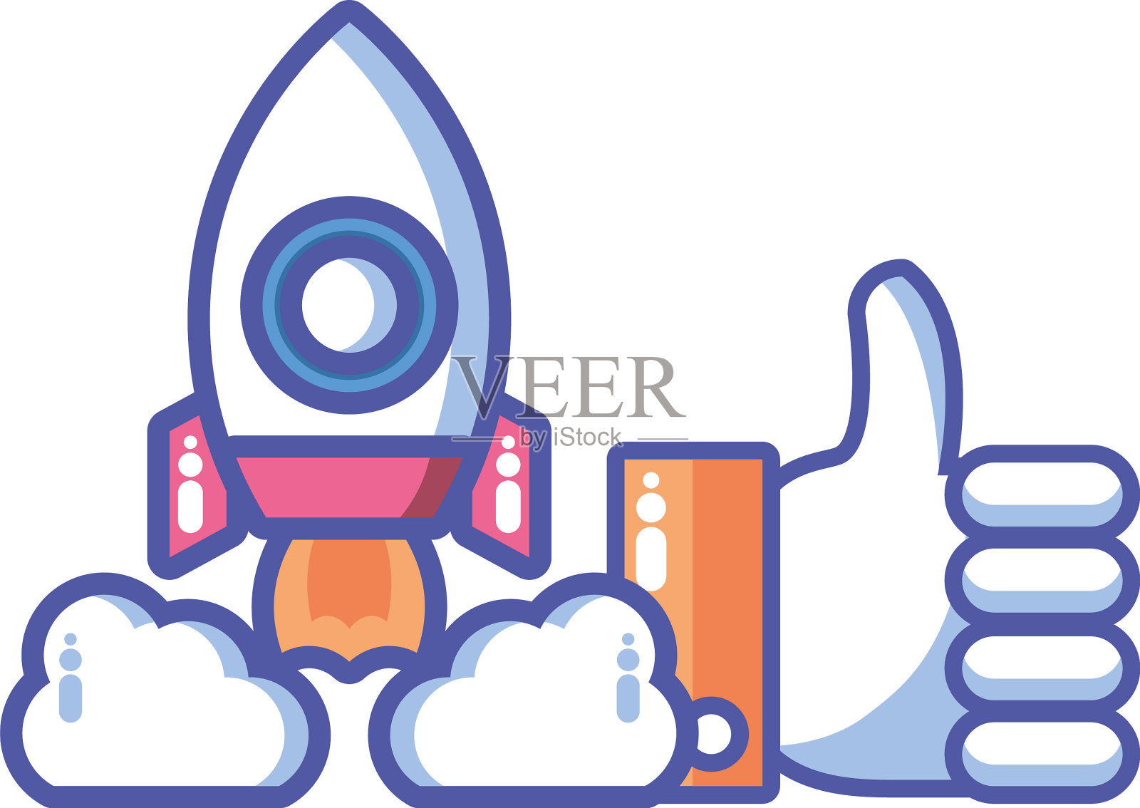 火箭与seo图标在白色背景设计元素图片