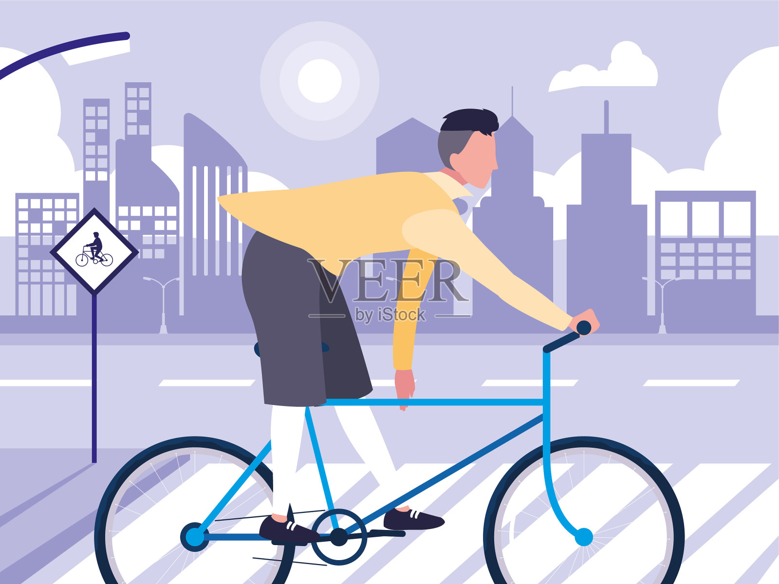 有自行车的男人有健康的生活方式设计元素图片