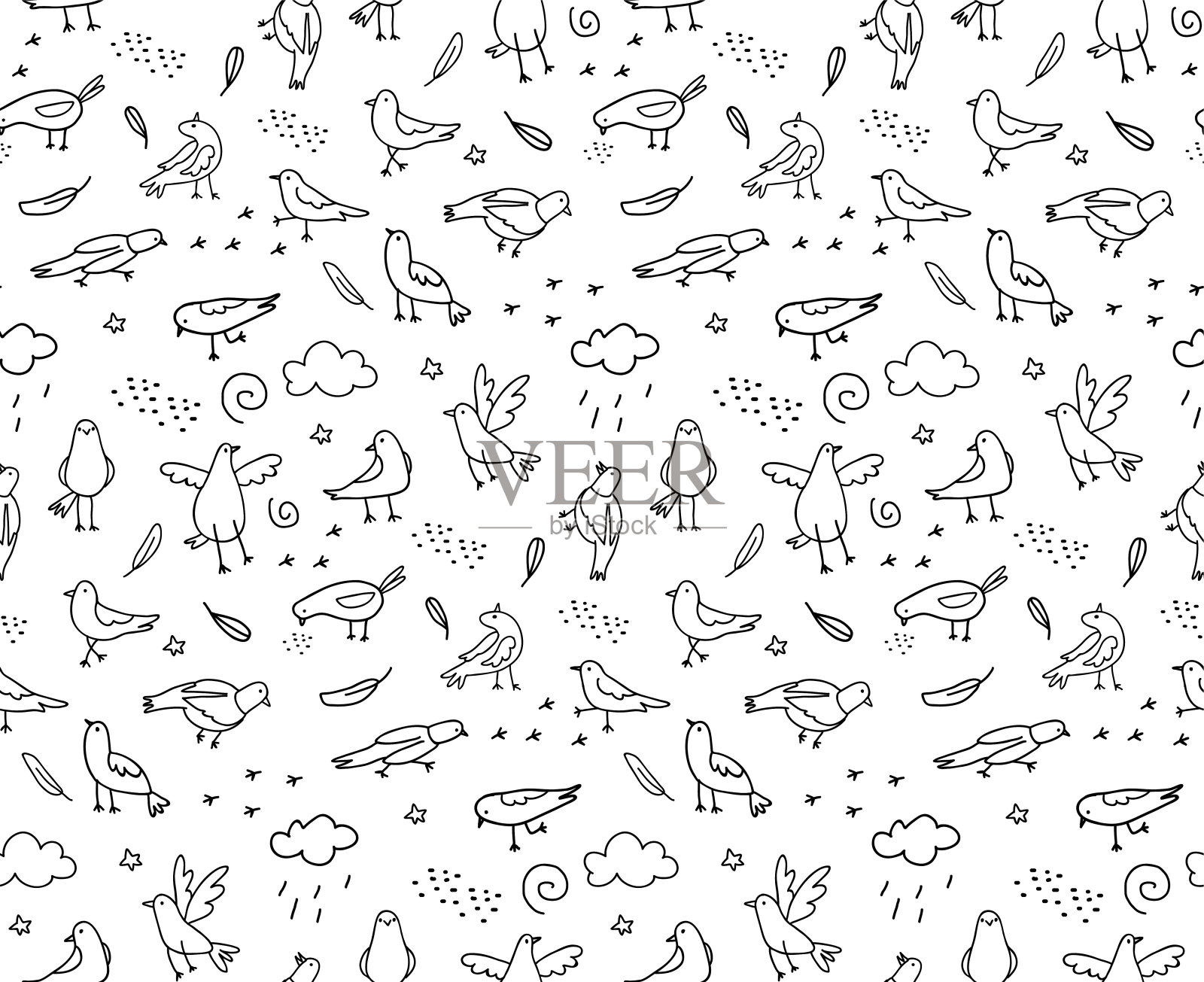 模式与鸟类插画图片素材