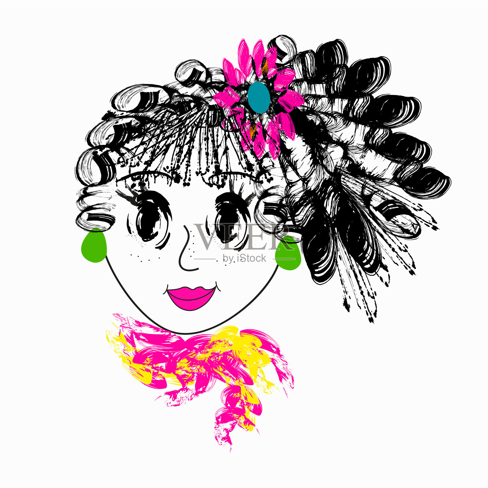 艺术形象一个女孩抽象形象一个男人插画图片素材