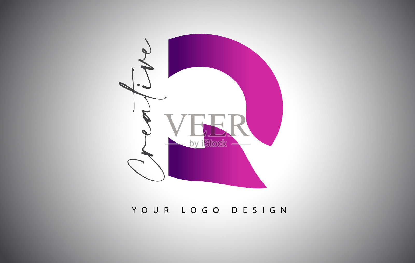 创意字母q标志与紫色渐变和插画图片素材