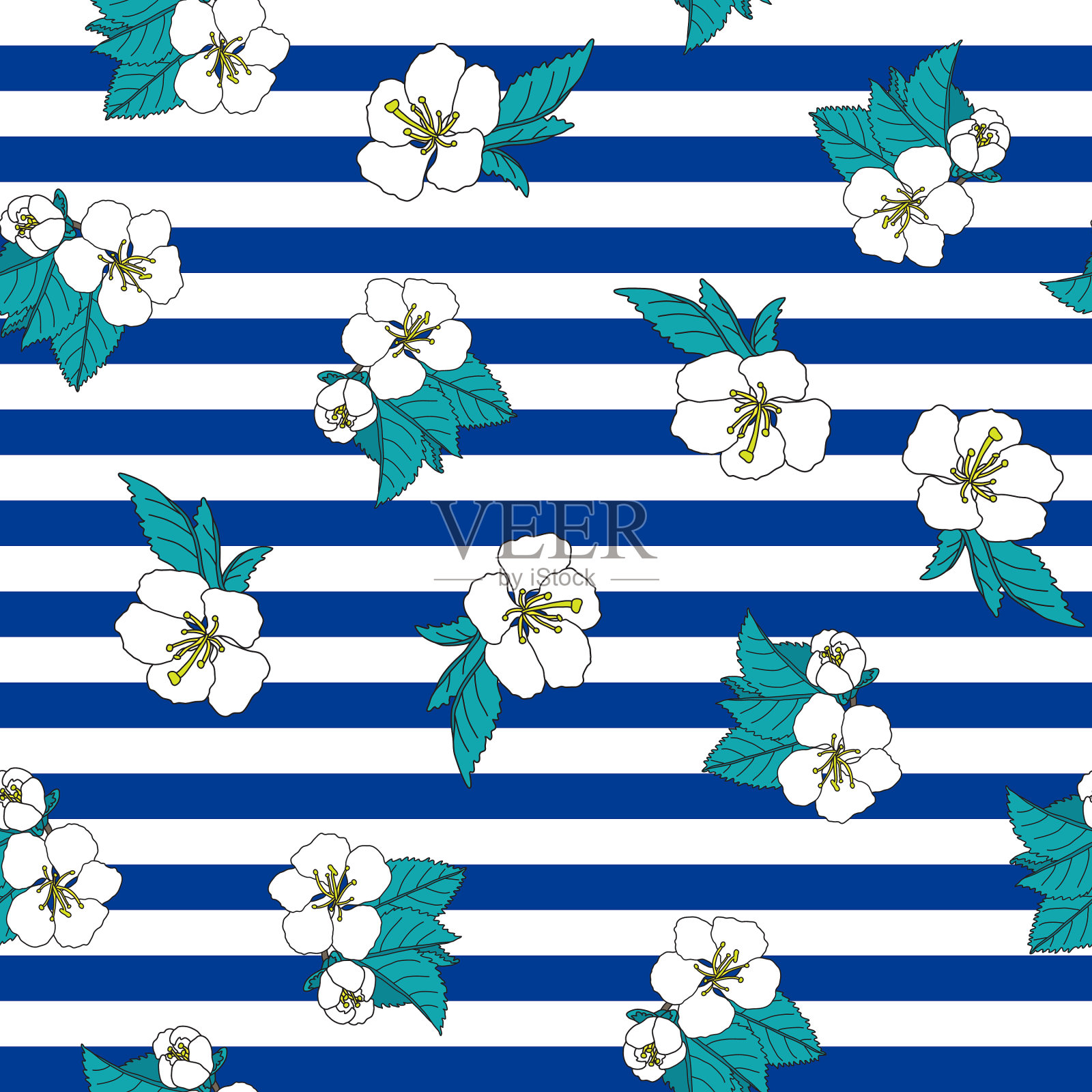 图案与樱花条纹背景插画图片素材