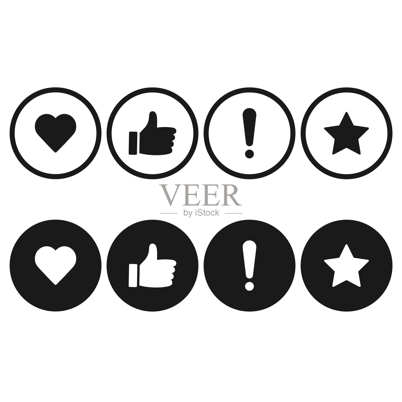 评级图标集的标志大拇指向上。心和明星图标素材