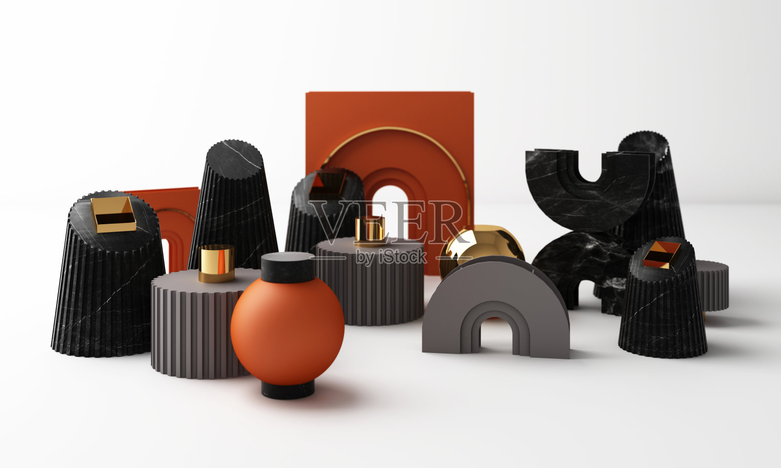 抽象几何形状最小概念彩色大理石纹理3d渲染照片摄影图片