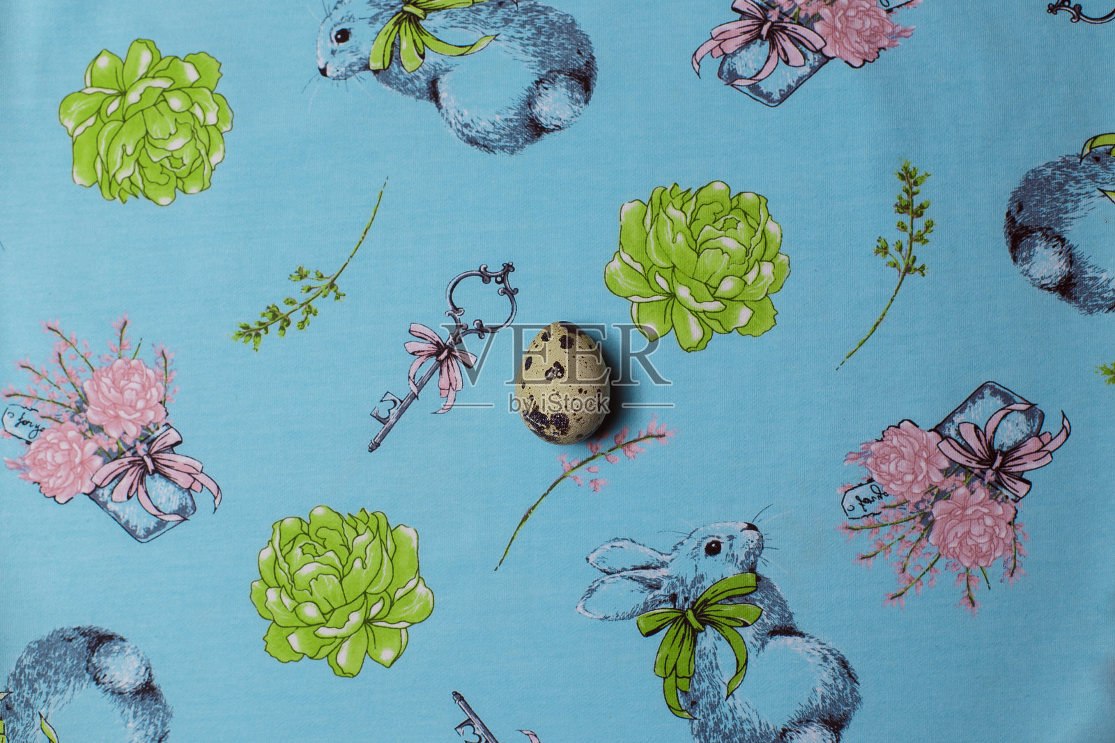 鹌鹑蛋在蓝色的背景。照片摄影图片