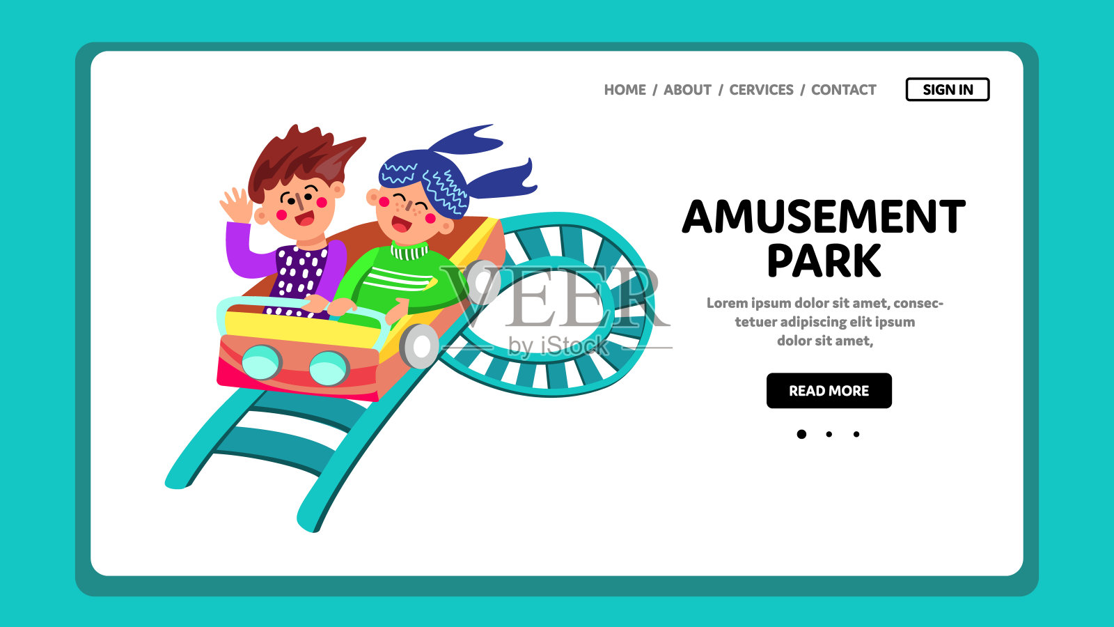 带有极端吸引向量的游乐园插画图片素材