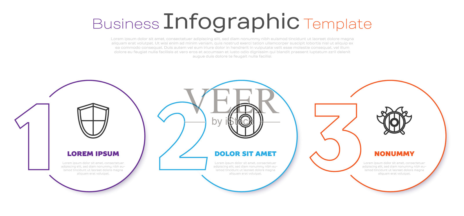 设置线盾圆形木盾和中世纪插画图片素材