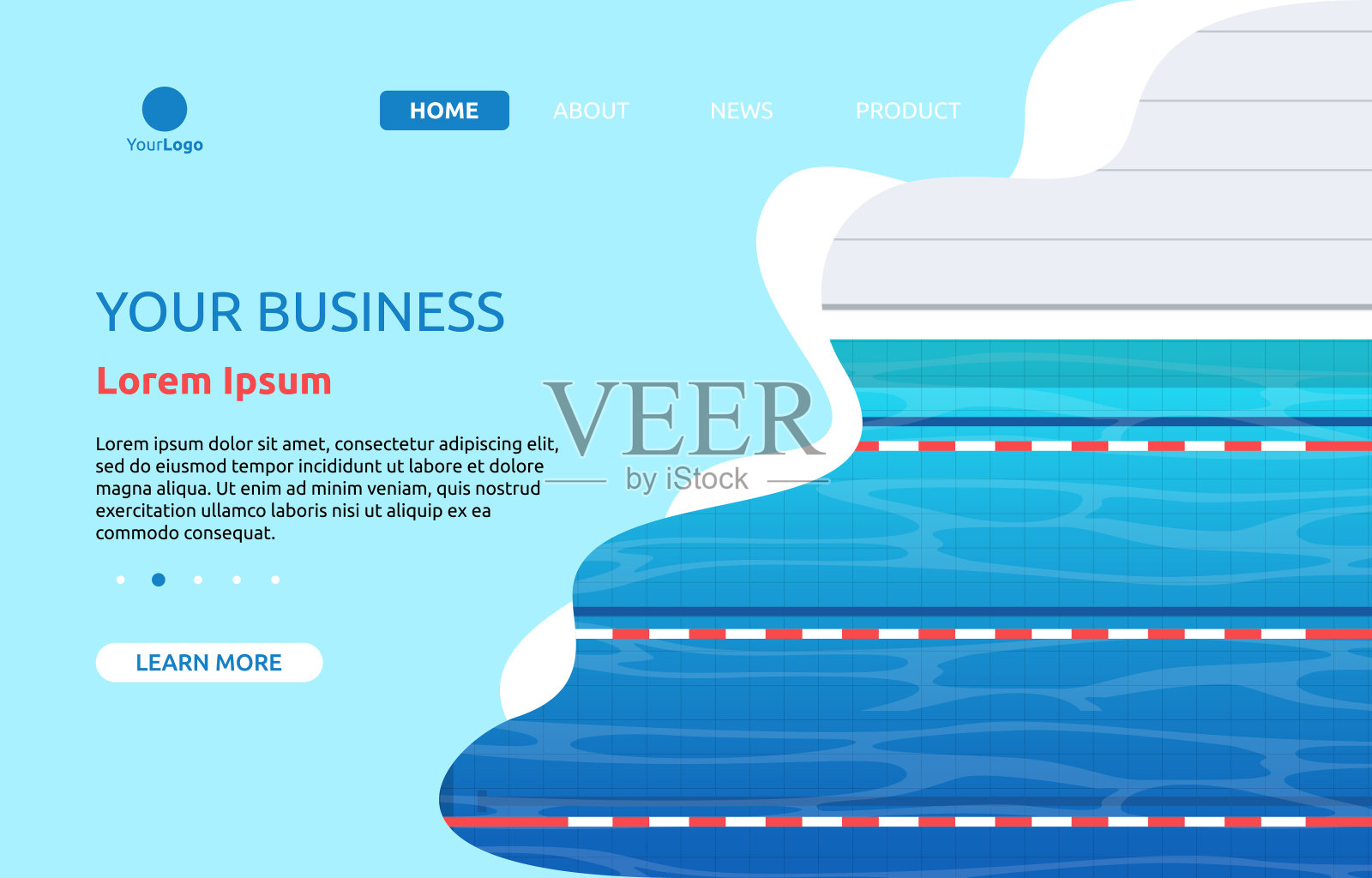 游泳池夏季运动卡通登陆页面网页模板插画图片素材
