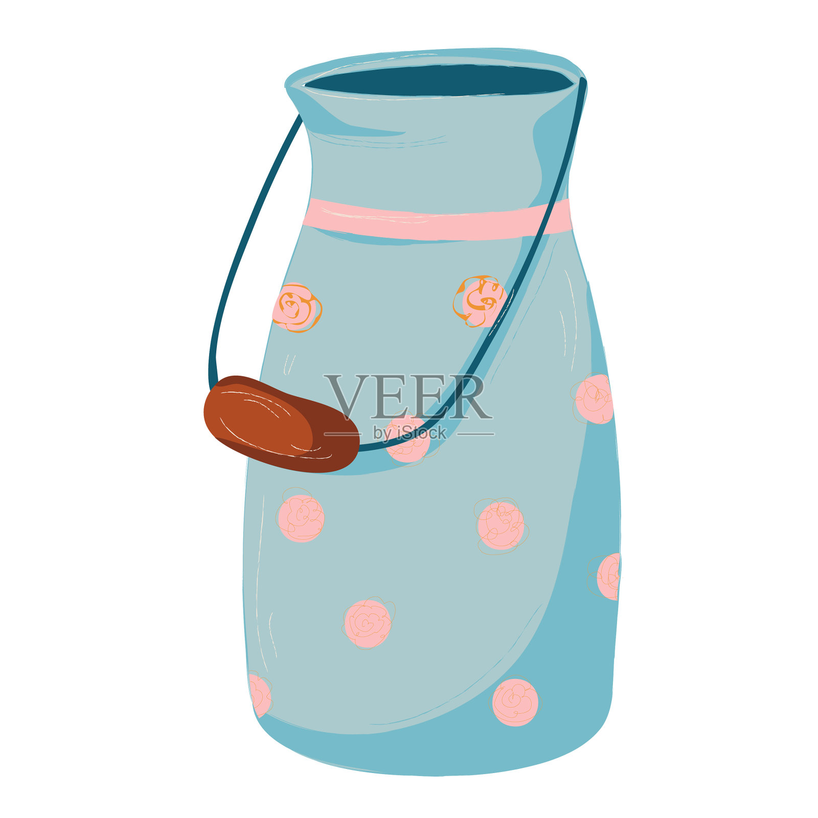 单蓝色可以园艺装饰涂鸦设计元素图片