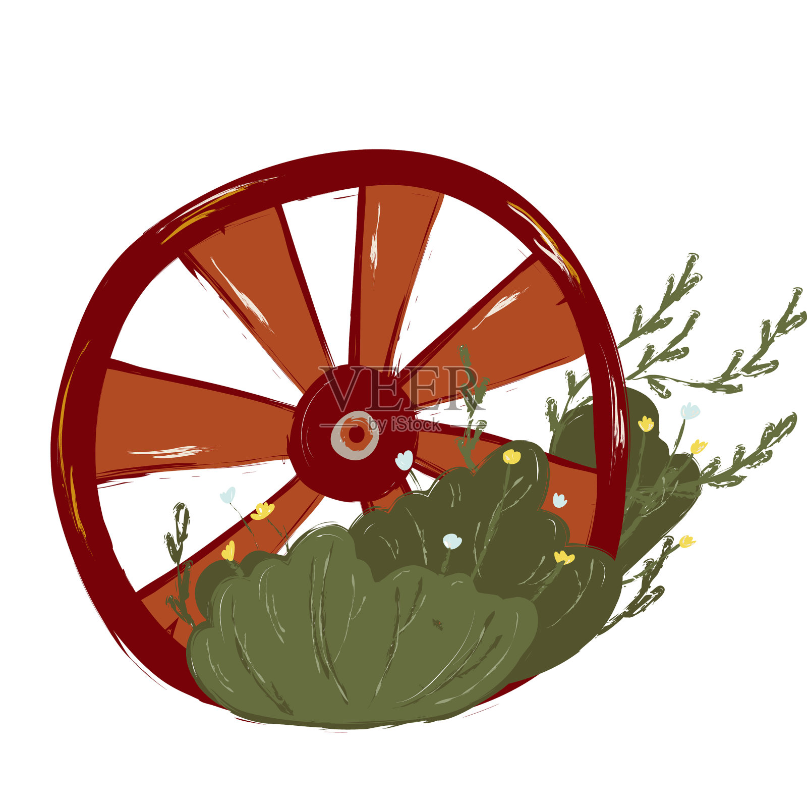 单轮植物园艺装饰设计元素图片