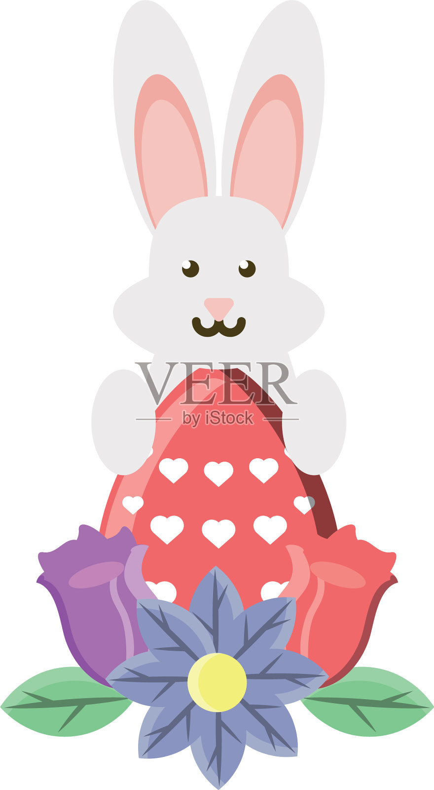 可爱的兔子在圣诞礼物盒子白色设计元素图片