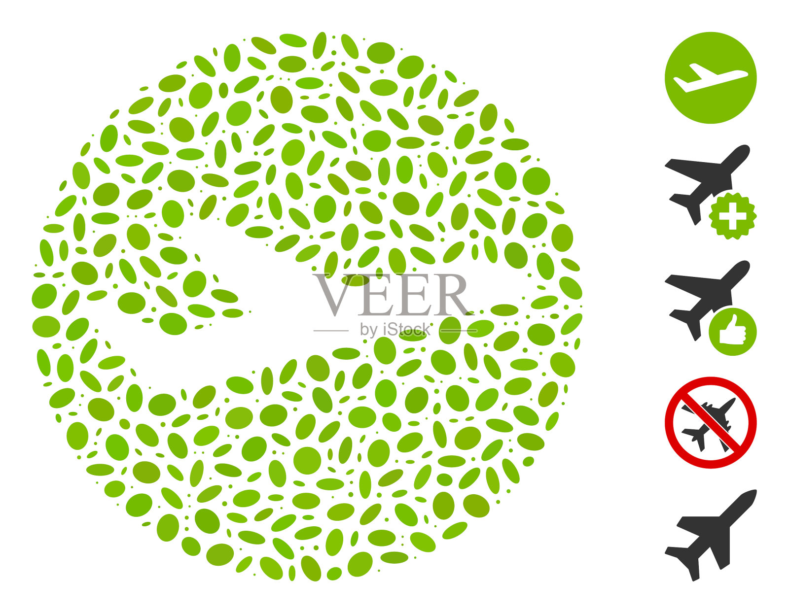 椭圆镶嵌有效飞机起飞插画图片素材